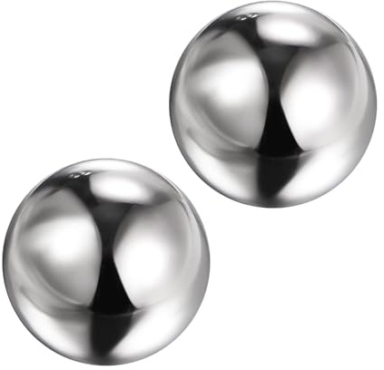 M METERXITY 2-Pack Gazing Ball, 4 Inch/ 10cm Mirror Polished Hollow Ball for Outdoor Ornament, Stainless Steel Hollow Sphere Gazing Mirror Ball [Silver Tone]