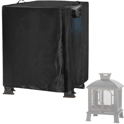 Housse de foyer carrée pour cheminée d'extérieur compatible avec pagode PAPABABE de 114,3 cm, imperméable et résistante aux UV, protection toutes saisons, pour terrasse ou foyer à bois (81,3 x 58,4 x