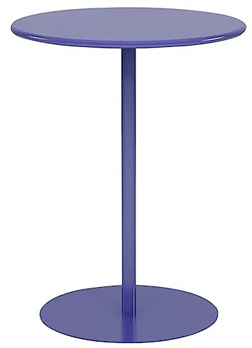 Moderno tavolino da bar in metallo con piano rotondo per soggiorno, cucina ed esterni, viola, 48 x 62 cm