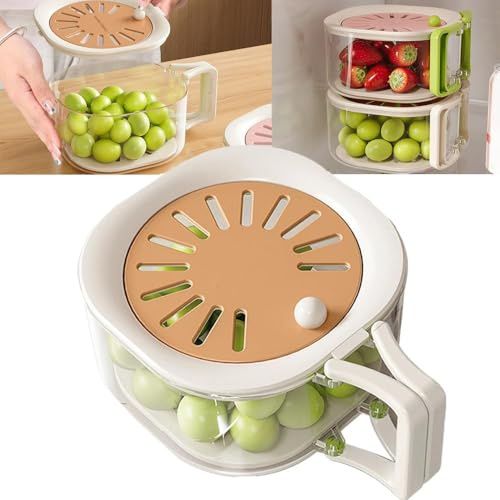 Wmool 2-in-1 Draining and Preservation Basket, 2025 New Multifunctional Fruit and Vegetable Washing Bowl with Strainer, Fruit Washer Drainer Container Set with Lid and Handle Kitchen Gadgets