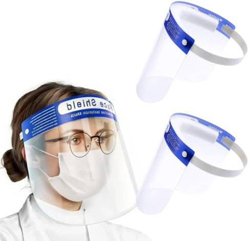 NHQZ 2 Pièces Visière de Protection Intégrale en Polycarbonate Anti-éclaboussures Transparente Réglable