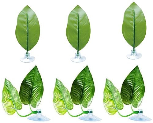 COLLBATH Realistische Aquarium Pflanzen Simulation Blätter 6pcs Aquarium Zubehör Dekorationen