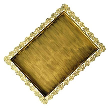 Plats et Plateaux Plateau métallique rectangulaire Vintage, Plateau de Service de fête de Mariage, Plateau d'exposition de Stockage de Bijoux, Plateau à Dessert Plateau de Service(Grand)