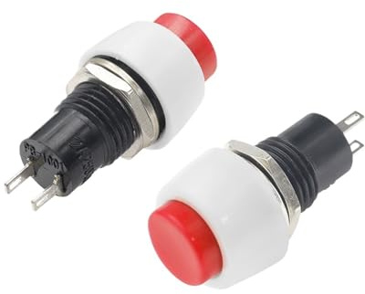 DS-451 Reset Interruttore a pulsante rotondo autobloccante piccolo Terminale 250V 2A Rosso Verde Rame Pin 10mm Foro di montaggio DS-450(Red,SELF LOCKING_6PCS)