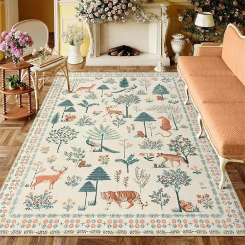 RUGMRZ Spielteppich Baby Retro Wald Tier Anti Rutsch Nachtdecke Grosser Teppich 19 Blanco Sucio Kinder Jugendzimmer 170X240CM