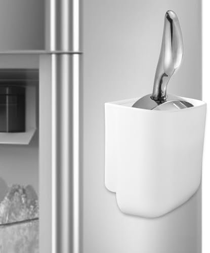 Lyreh Porta Paletta Ghiaccio, 9x9x5cm Porta di Paletta per Produttore Ghiaccio Autoadesivo in Plastica Comodo Utensile da Cucina per Piano di Lavoro Frigorifero(Bianco)