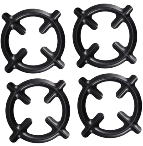 NUOBESTY Supports à Casseroles Ronds en Fer Noir, Lot de 4 Pièces Surface Lisse et Design Spécial, pour Plaque de Cuisson à Gaz, Accessoires Solide Cuisine