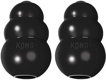 KONG Extremes Hundespielzeug – Apportier- und Kauspielzeug – Leckerli-Füllungsfähigkeiten und unberechenbare Sprungkraft für längere Spielzeit, langlebigstes Naturkautschuk-Material – für Power-Kauer