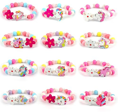 Armband Kinder 12 Stück, Einhorn Mitgebsel Kindergeburtstag für Mädchen | verstellbar & geflochten. Perfekt als Gastgeschenk für Jungen & Mädchen zum Kindergeburtstag. Schön verpackt!