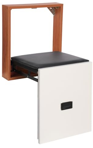 panfudongk Wandhocker Wandklappstuhl Klappsitz Klappstuhl Schuhbank Sitzbank Schuhregal Faltbarer Sitz für Flur Badezimmer Eingang Wandmontage aus Holz und PVC platzsparend klappbar (B)