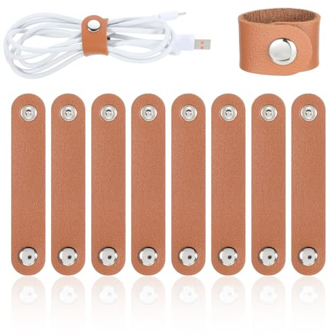 10 Pieces Cord Organizer, PU Leather Cable Organizer Reusable Cable Straps Clips Wire Ties Charging Cord Power Cords Earphone USB Holder Multipurpose Winder Holder Keeper Manager Management