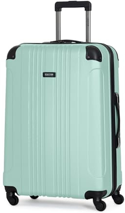Kenneth Cole REACTION Out of Bounds Lightweight Hardshell 4-Wheel Spinner Luggage, Mint Blue, 28-Inch Carry On
