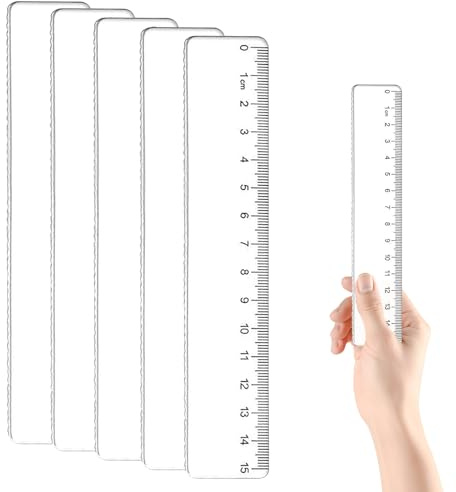 5 Stück Lineal 15cm,Kleines Lineal Grundschule,Kinder Klasse Lineale,Schule Flexibles für Kleines Transparent,Durchsichtig Einseitig,Kunststofflineal Linial,LinkshäNder Messwerkzeuge für Schule