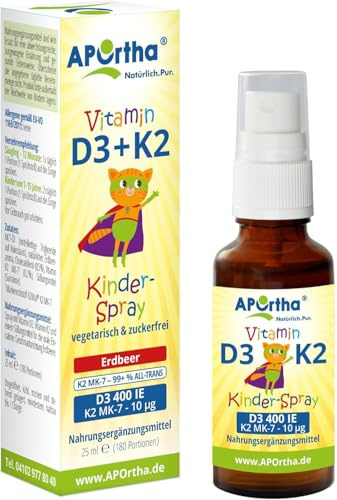 APOrtha® Vitamin D3 + K2 für Kinder -Erdbeergeschmack - 25 ml Mundspray