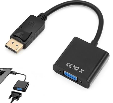 Hawpasy Adattatore Display-Port a VGA placcato Oro, DP Maschio a VGA Femmina, Convertitore per PC, Laptop, Monitor, Proiettore