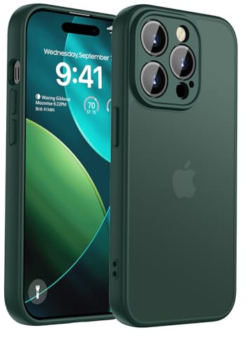 KPPIT für iPhone 14 Pro Hülle 6,1 Zoll, [Rundumschutz & Kameraschutz Handyhülle], Matt Durchscheinende Rückseite Schutzhülle iPhone 14 Pro case, Anti-Fingerabdruck (Dunkelgrün)
