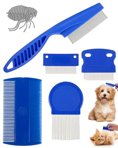 JUKOTA 5 PCS Liendrera,Lendrera Dientes Metal para Piojos y Liendres,Peine Profesional para Piojos para Bebés de Dientes Finos Niños Adultos y Mascotas,Durable y Fácil de Limpiar