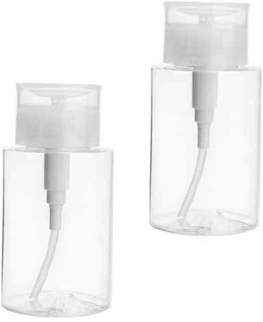 MAJORMENCH 2pcs 300ml Petg Reusable Bottles with Leakproof Design for Travel and Business Trip, Push down Pump Cosmetics Bottles for Nail Polishing Cleaner and Hand Use