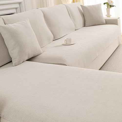 QHAIYYBF Soffskydd sofffilt, 2025 soffskydd, 1/2/3/4-sits L soffkudde, universellt halkfritt sofföverdrag, solid texturerad ultra stretch sofföverdrag för vardagsrum