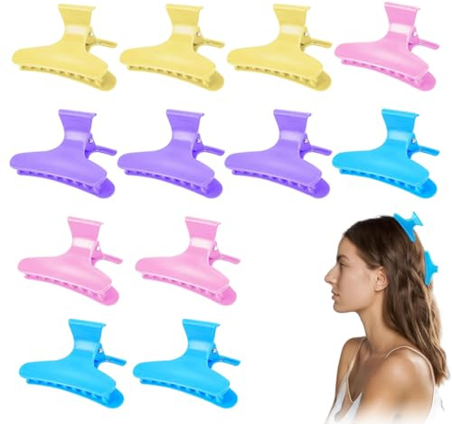 VRYNDH 12 Pezzi Pinze capelli donna,Fermaglio a farfalla,Quattro colori, Ciappo per Capelli Antiscivolo Resistenti per Donne Ragazze