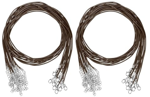 M METERXITY 20 Unidades De Cordón De Collar Encerado De 24, Cordón Pulsera con Cierre De Langosta De 1.5mm Al por Mayor, Cuerda Colgantes, Pulseras [Marrón]