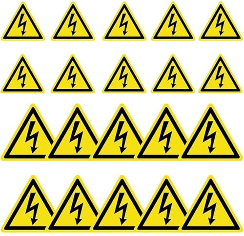 NARHOR 20 Stück 5cm/10cm Aufkleber Elektro Warnschild Elektrische Spannung Achtung Strom Warnaufkleber Dreieck Schild Folie Selbstklebend Warnung vor Hochspannung