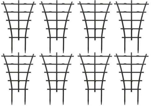 QOXEZY Stackable Plant Support Grid for Vines – PP Trellis for Tomato, Cucumber, Clematis & Potted Plants, Indoor/Outdoor, 25.5 x 15 cm, Black (8pcs)
