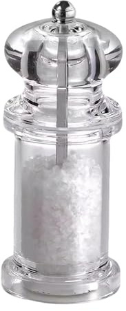 Molinillo de pimienta transparente – (acrílico de 6,5 x 13,5 cm) – Molinillo de sal ajustable | Recargable de cocina | Molinillo de especias, pimienta, sal, finura ajustable, mesa de barbacoa