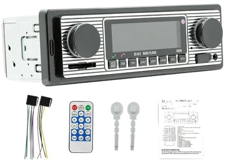 Autoradio 1 DIN Lettore MP3 Vintage Doppia Manopola Radio Digitale Bluetooth Multimediale Musica USB SD Stereo Riproduzione in Ingresso AUX