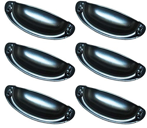 6pcs Rétro Vintage Noir Coquille en Alliage de Zinc Poignée Porte Cabinet Tiroir Placard Armoire Bouton Tiroir-caisse Traction+12pcs Vis