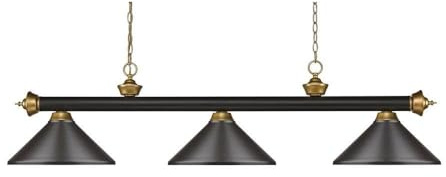 Z-Lite 200-3BRZ+SG-MBRZ 3 Billiard Light, Bronze & Satin Gold, 15.00x57.00x14.00