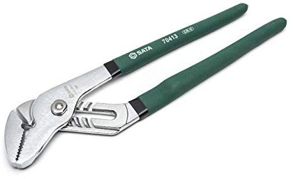 SATA ST70413ST Alicates de lengüeta y ranura/bomba de agua de mordaza recta de 12 pulgadas, con cuerpo de acero al cromo vanadio y mangos sumergidos