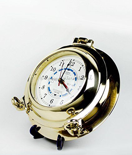 Nagina International Nautical Boat's Porthole Time & Tide Clock | Maritime Brass Ship's Decor (6 Inches)