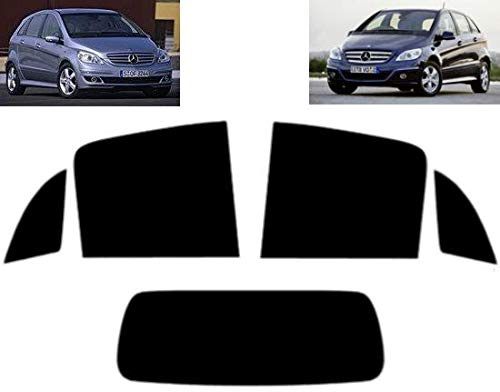 Passgenaue Tönungsfolie für-Mercedes B Class W245 5-Türen 2005-2010 Heck/Seitenscheiben (05% Tiefschwarz)