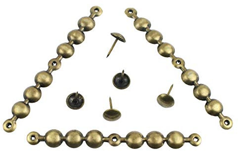 decotacks® Antique Brass Upholstery Nails/Tacks Trim 4in Long Strips, 7/16in Head Diameter, Covers 6,5 Yards DX0511AB-S6M