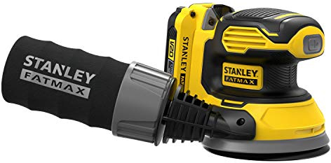 STANLEY FATMAX V20 Ponceuse Excentrique Sans Fil 18 V 12 000 trs/min avec 1 Batterie 2 Ah, 1 Chargeur 2 Ah 1 Sac V20 SFMCW220D1S-QW
