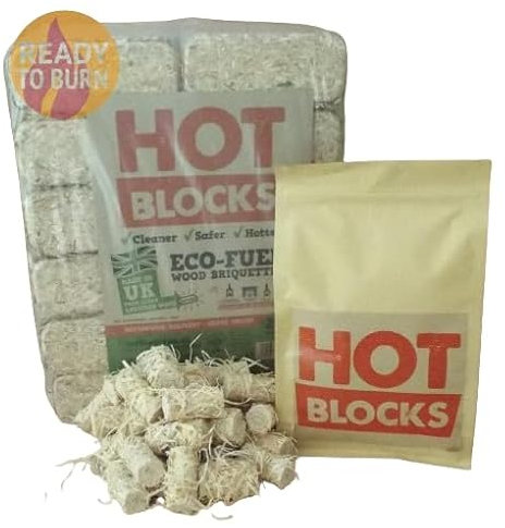 Starter pack - Contains 24 Hotblocks Eco Wood Briquettes and 30 Firelighter Waxlings. Approx 20kg