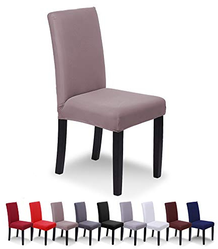 SaintderG® Stuhlhussen 6 Stück Elastische Moderne Beschützer Stuhlhussen, Hochzeit Partys Bankett Deko, bi-Elastic Spannbezug, sehr pflegeleicht und langlebig Universal (Mokka, 6 Stück)