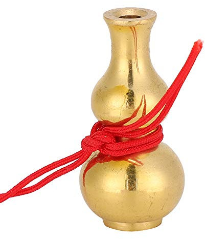 Brass Statue Gourd, Chinese Style Lucky Natural Feng Shui Gourd Enhancing Luck Home Decoration for Wealth Peaceful Copper Statue Collectible Figure Sculpture Charm Amulet