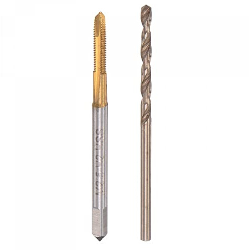 sourcing map Spiralgewindebohrer M2,5 x 0,45 mit 2,1mm Bohrer Set metrisch | Schnellstahl Maschinenschraube Gewindebohrer Gewindeschneidwerkzeug
