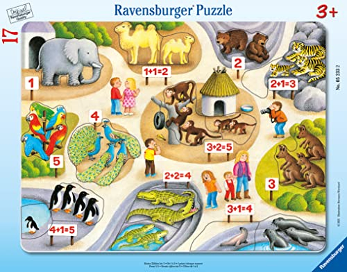 Ravensburger Kinderpuzzle - Erstes Zählen bis 5-8-17 Teile Rahmenpuzzle für Kinder ab 3 Jahren
