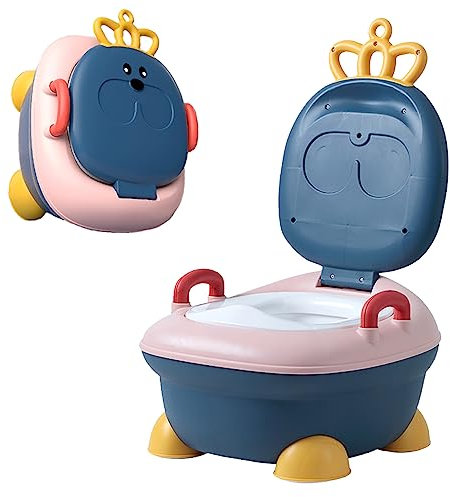 Coo11 Baby Potty Training Toilet Seat for Toddlers, Portable & Lightweight Puppy Design, Comfortable Soft Cushion Pad & Armrest, Easy Clean Removable Urinal Pot with Lid, Up to 18 Months Boy & Girl