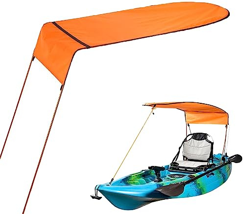 Gaderth Sun Shade Canopy for Kayak Boat Canoe, Canopy for Single Person, Waterproof Sun Shade Awning Top Cover, Universal Awning Canopy with Storage Bag for Outdoor Fishing Tricycles Orange