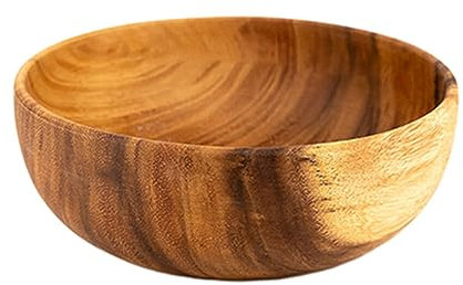 susiodeu Umweltfreundliches Holzschüssel Set – leicht zu reinigen, vielseitig einsetzbar. Runde Salatschüssel, Holzschüsseln, Schüsseln, runde Schüssel, 20 cm