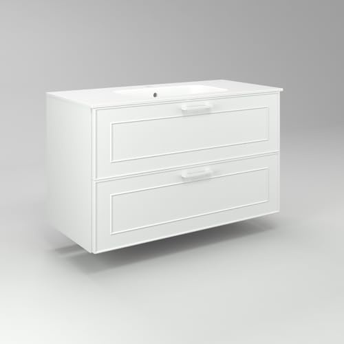 Diventa Modello Diva Frame, Mobile Bagno sospeso 100cm con 2 cassetti spaziosi e lavabo dal design moderno, colore bianco