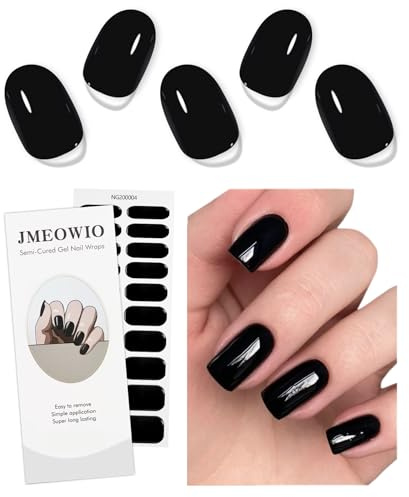 JMEOWIO Gel Semicurado de Pegatinas Negro Halloween Gel Semi-Curado Nail Art Stickers Decoración