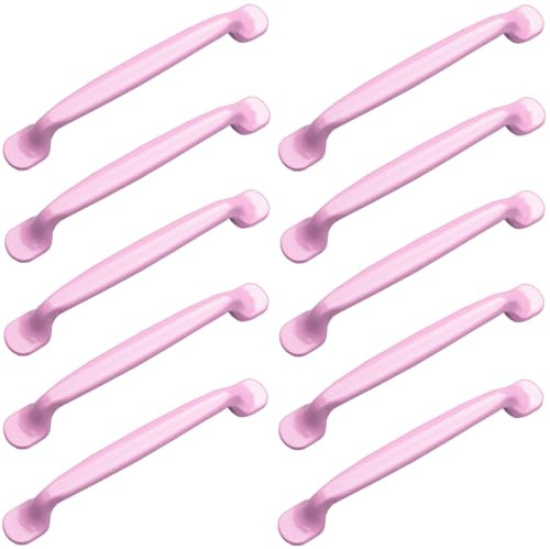 ZESLIV 10 Stück Rosa Möbelgriffe Stangengriffe, Küchen Schrankgriffe aus Aluminium, Bohrlochabstand 128mm, Küchengriffe Schubladengriff für Kinderzimmer Kleiderschrank