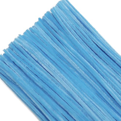 TOAOB 100 Stück Chenille Pfeifenreiniger Hellblau 30 cm Lang und 6 mm Breit für Bastelarbeiten und Dekoration Heimwerken