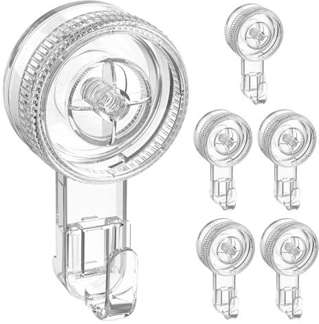 Luxear 6-Pack Saugnapf Haken ohne Bohren, Max 5KG, Saughaken extra stark | Wiederverwendbar Saugnäpfe Haken Transparent, Saugknöpfe für Handtuch Wand Fenster Glas Fliese Küche Badezimmer