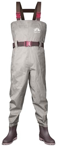 Night Cat Wathose wasserdichte für Damen Herren Atmungsaktive Wathose mit Stiefeln Grau